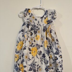 Floral Kids Formal Dress - Yellow and Blue